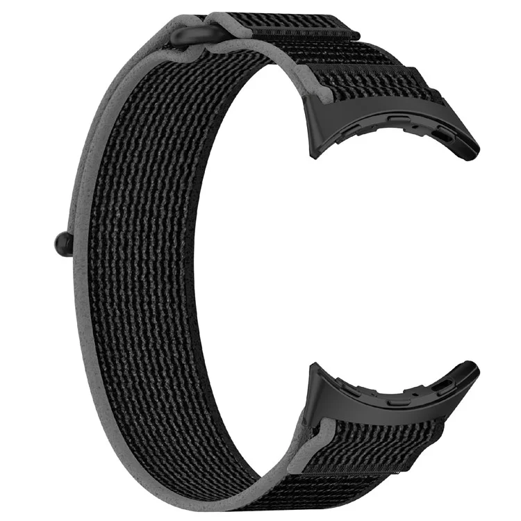 For Google Pixel Watch 3 45mm Band Adjustable Braided Nylon Sport Loop Watch Strap - Black+Grey