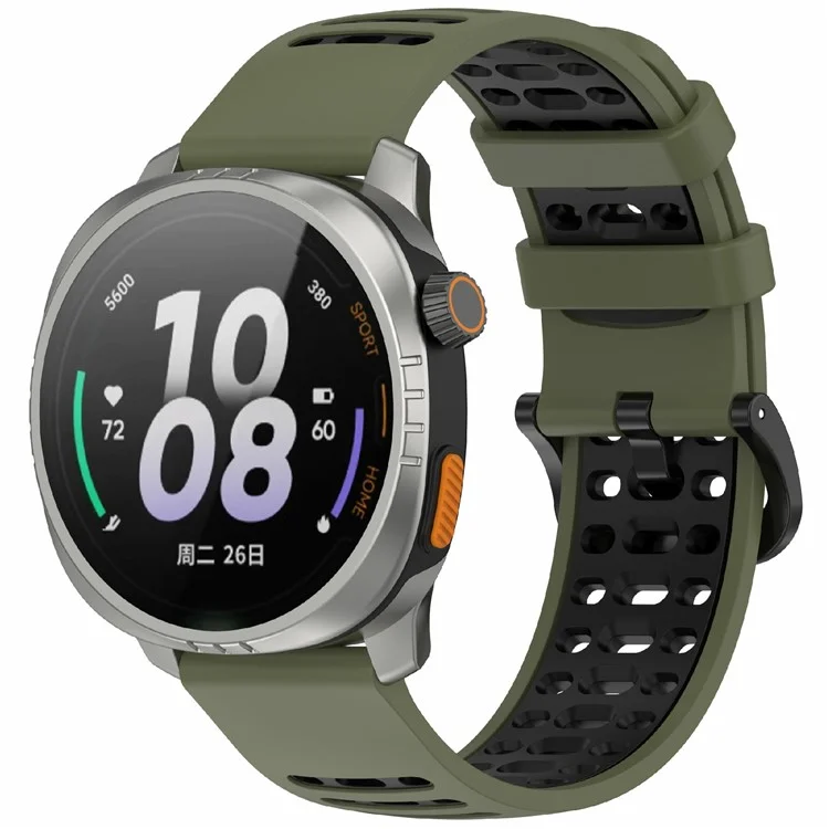 22mm Silicone Watch Band for Xiaomi Watch S4 Sport / Samsung Galaxy Watch3 45mm / Watch 46mm Sport Strap - Jungle Green+Black