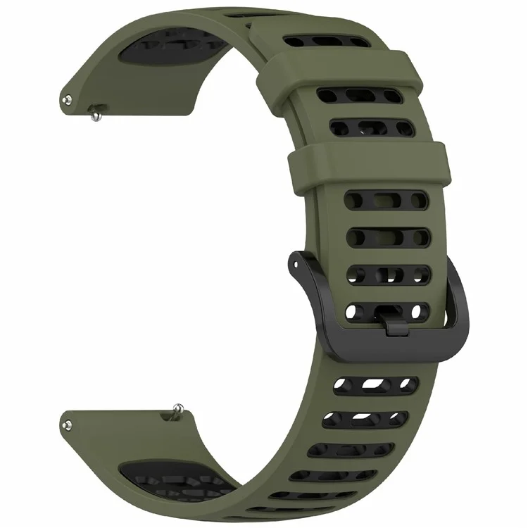 22mm Silicone Watch Band for Xiaomi Watch S4 Sport / Samsung Galaxy Watch3 45mm / Watch 46mm Sport Strap - Jungle Green+Black
