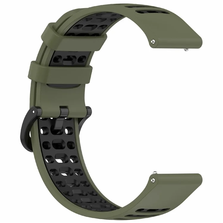 22mm Silicone Watch Band for Xiaomi Watch S4 Sport / Samsung Galaxy Watch3 45mm / Watch 46mm Sport Strap - Jungle Green+Black