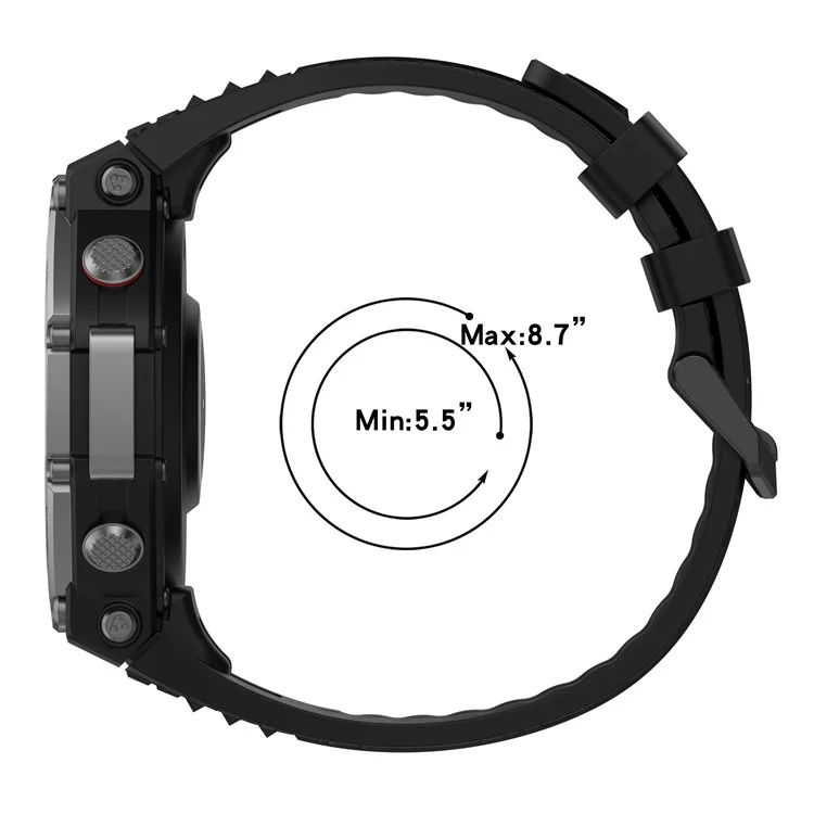Para Huami Amazfit T-Rex 3 Correa de Reloj de Silicona Transpirable Suave - Negro