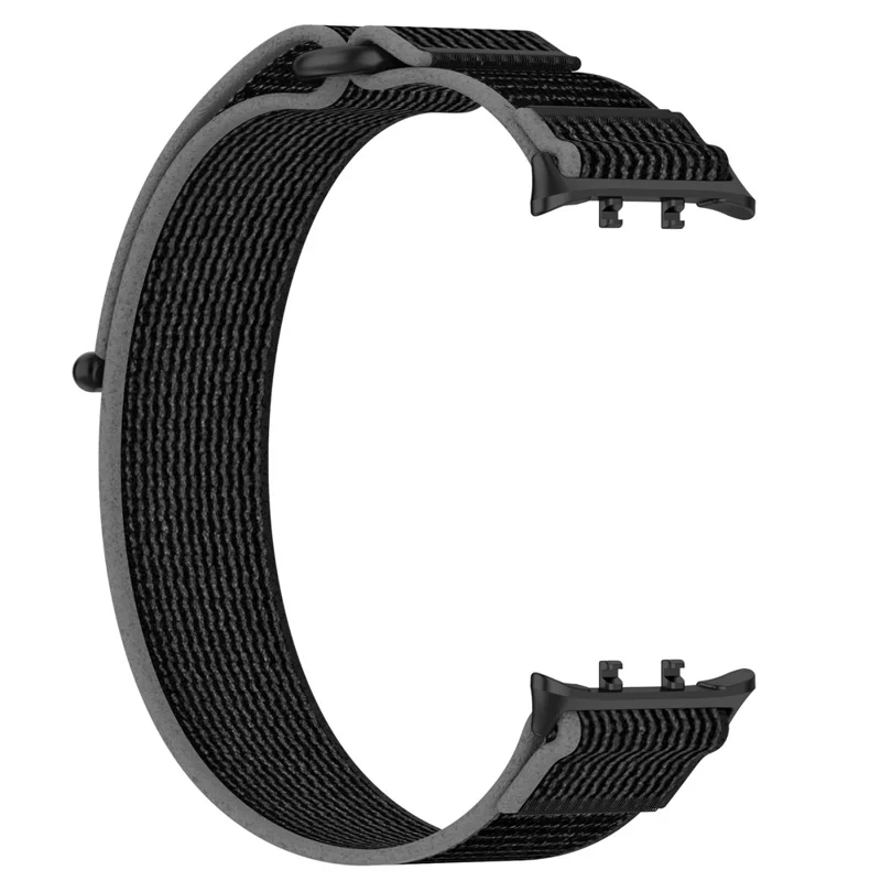 For Honor Watch 5 Band Adjustable Braided Nylon Sport Loop Watch Strap - Black+Grey