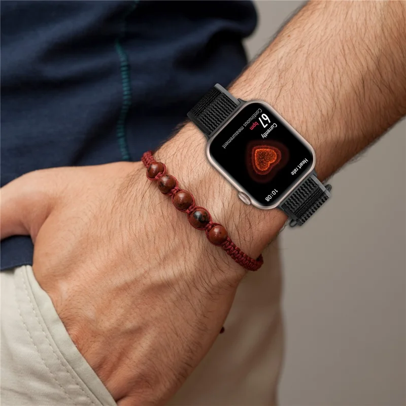 For Honor Watch 5 Band Adjustable Braided Nylon Sport Loop Watch Strap - Black+Grey