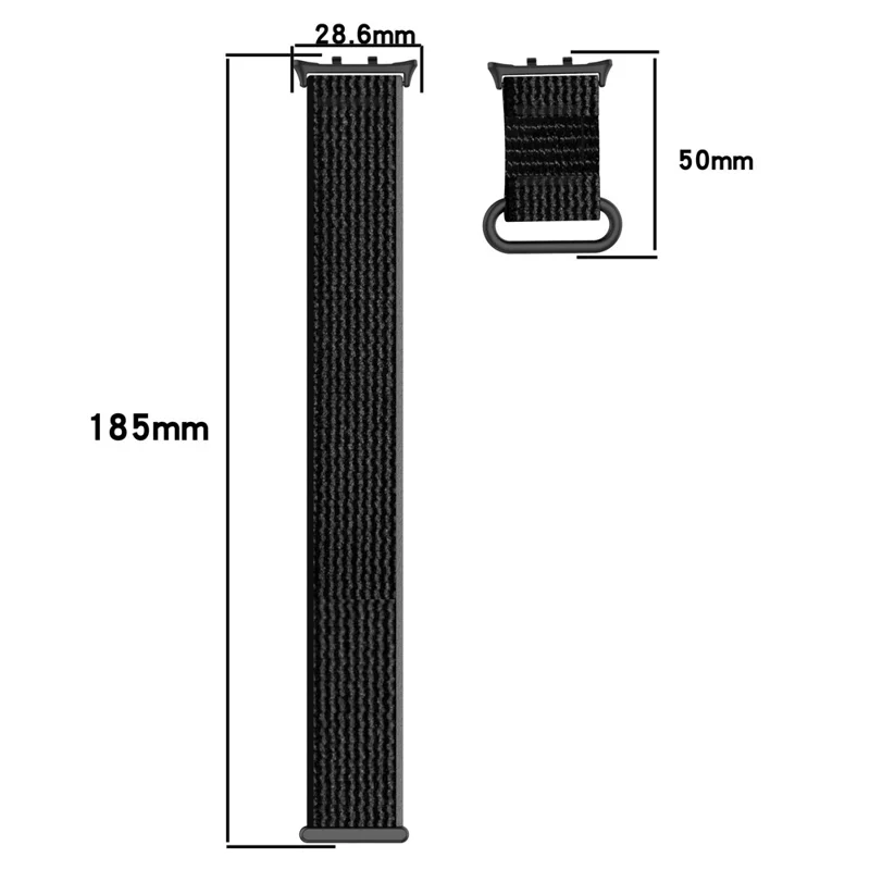 For Honor Watch 5 Band Adjustable Braided Nylon Sport Loop Watch Strap - Black+Grey