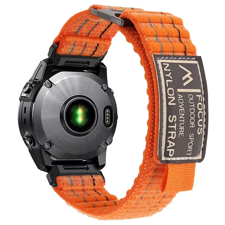 Bracelet de montre 26 mm pour Garmin Fenix 8 51 mm / Enduro 3 / Instinct 2X, sangle en nylon à bande magique - Orange