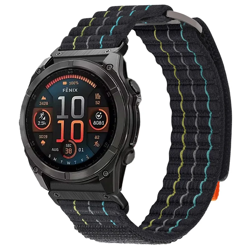 26mm Watch Band for for Garmin Fenix 8 51mm / Enduro 3 / Instinct 2X Magic Tape Nylon Strap - Black