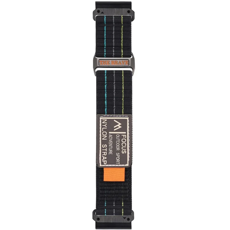26mm Watch Band for for Garmin Fenix 8 51mm / Enduro 3 / Instinct 2X Magic Tape Nylon Strap - Black