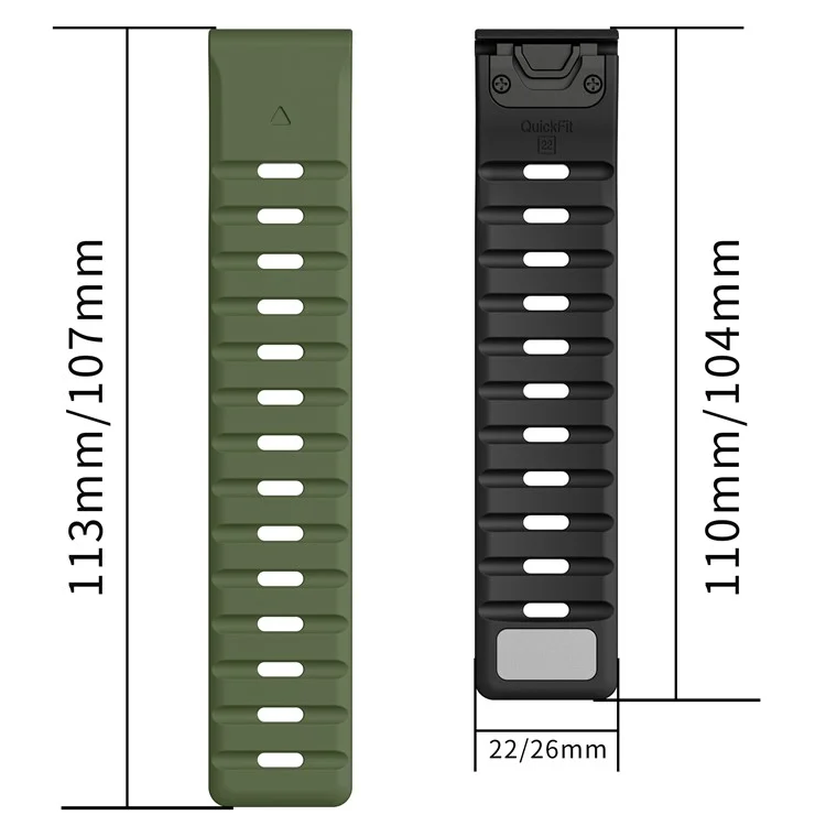 Pulseira magnética de 26 mm para Garmin Fenix 8 51 mm / Enduro 3 / Instinct 2X Silicone Watch Band - Verde Exército + Preto