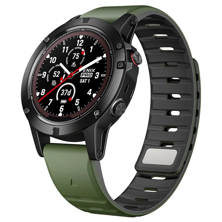 Correa magnética de 22 mm para Garmin Fenix 8 47 mm / Fenix E 47 mm / Quatix 7 Pro - Verde del ejército + Negro
