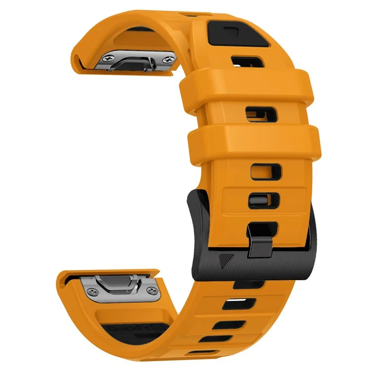 22mm Watch Strap for Garmin Fenix 8 47mm  /  Fenix E 47mm  /  Quatix 7 Pro Universal Silicone Band - Orange+Black