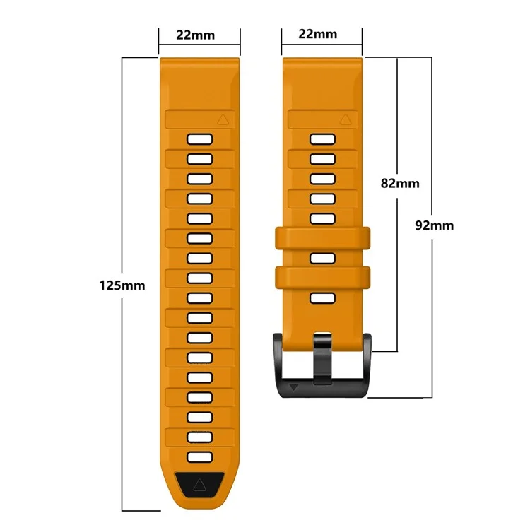 22mm Watch Strap for Garmin Fenix 8 47mm  /  Fenix E 47mm  /  Quatix 7 Pro Universal Silicone Band - Orange+Black
