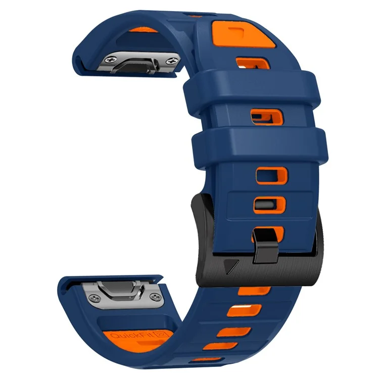 22mm Watch Strap for Garmin Fenix 8 47mm  /  Fenix E 47mm  /  Quatix 7 Pro Universal Silicone Band - Sapphire+Orange