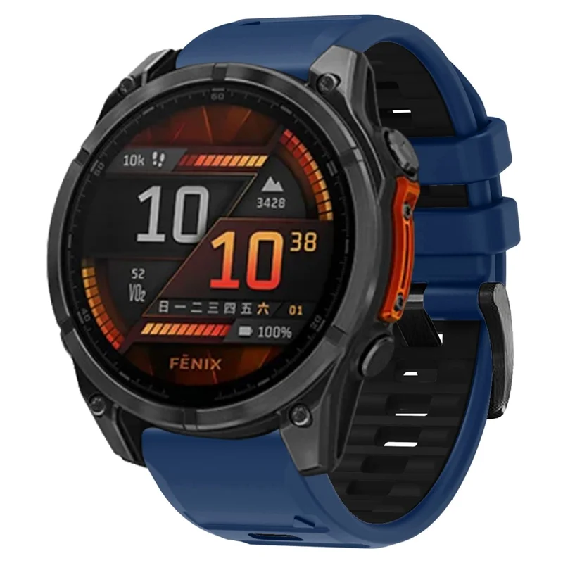 22mm Watch Strap for Garmin Fenix 8 47mm  /  Fenix E 47mm  /  Quatix 7 Pro Universal Silicone Band - Sapphire+Black