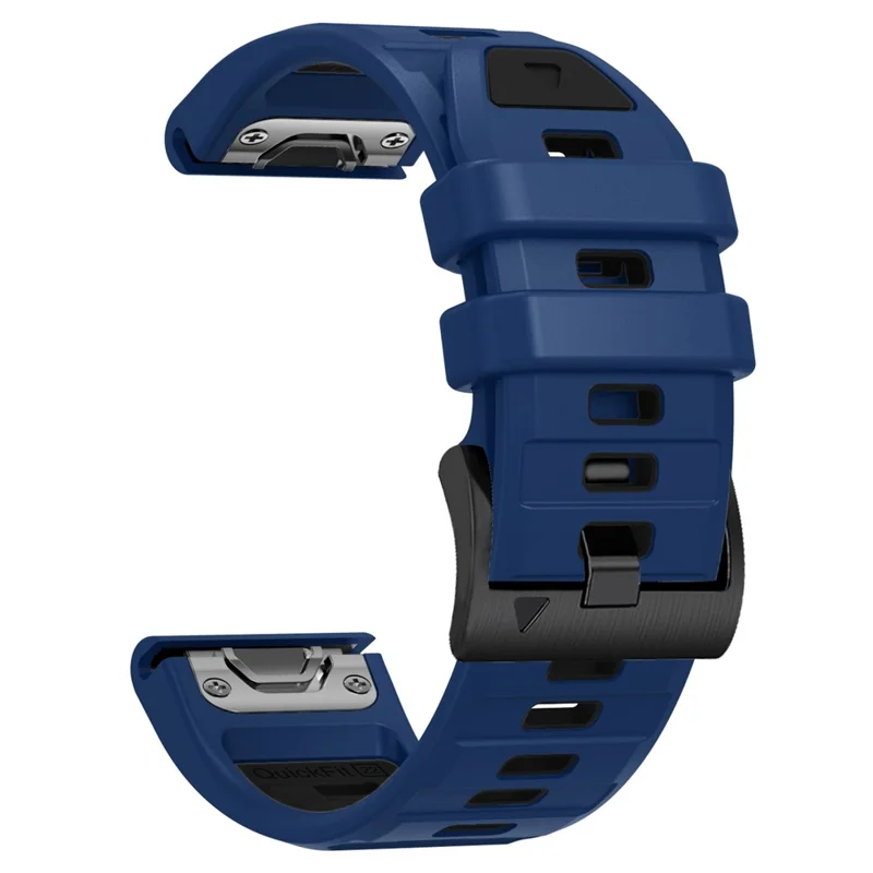 22mm Watch Strap for Garmin Fenix 8 47mm  /  Fenix E 47mm  /  Quatix 7 Pro Universal Silicone Band - Sapphire+Black