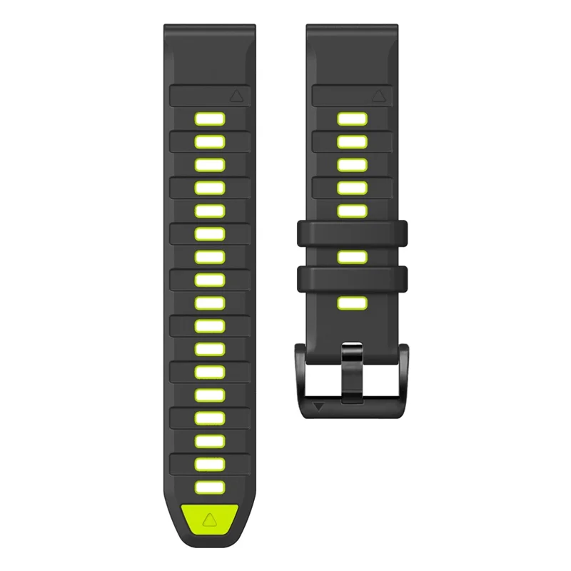 22mm Watch Strap for Garmin Fenix 8 47mm  /  Fenix E 47mm  /  Quatix 7 Pro Universal Silicone Band - Black+Lime