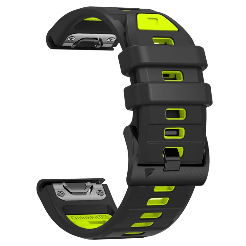 22mm Watch Strap for Garmin Fenix 8 47mm  /  Fenix E 47mm  /  Quatix 7 Pro Universal Silicone Band - Black+Lime