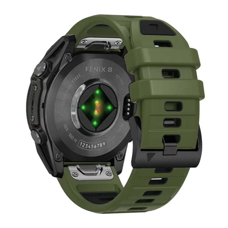 26mm Watch Strap for Garmin Fenix 8 51mm / Enduro 3 / Instinct 2X Universal Silicone Band - Army Green+Black