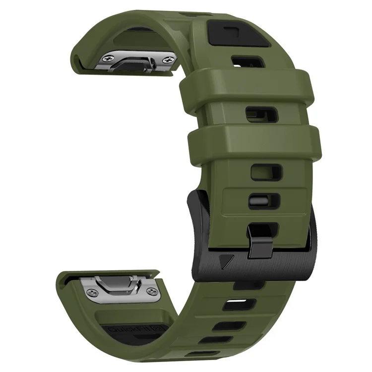 26mm Watch Strap for Garmin Fenix 8 51mm / Enduro 3 / Instinct 2X Universal Silicone Band - Army Green+Black