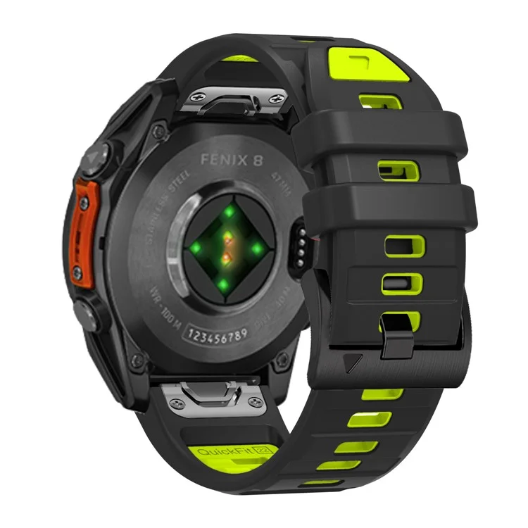 26mm Watch Strap for Garmin Fenix 8 51mm / Enduro 3 / Instinct 2X Universal Silicone Band - Black+Lime