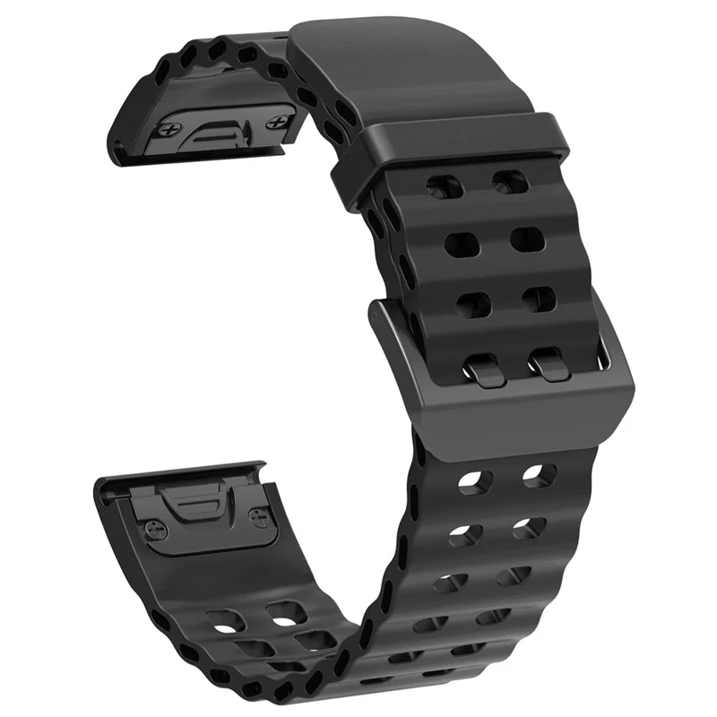 Correa de silicona de 22 mm para Garmin Fenix 8 47 mm / Fenix E 47 mm / Quatix 7 Pro con múltiples agujeros - Negro