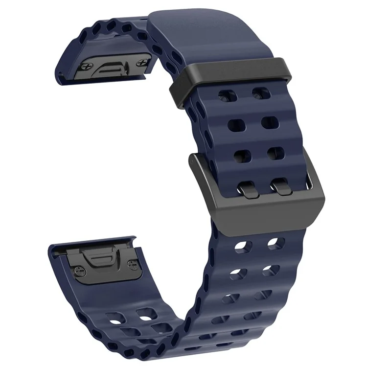 22mm Silicone Strap for Garmin Fenix 8 47mm / Fenix E 47mm / Quatix 7 Pro Multiple Holes Watchband - Midnight Blue