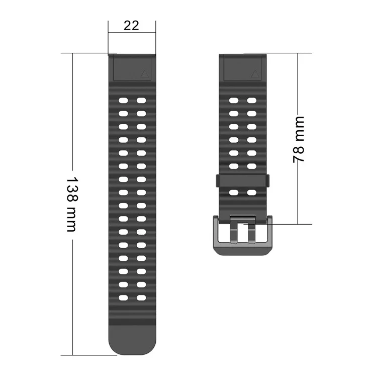 22mm Silicone Strap for Garmin Fenix 8 47mm / Fenix E 47mm / Quatix 7 Pro Multiple Holes Watchband - Midnight Blue