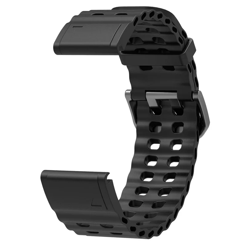 26mm Silicone Strap for Garmin Fenix 8 51mm / Enduro 3 / Instinct 2X Multiple Holes Watchband - Black