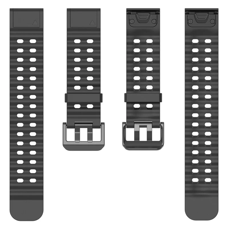 26mm Silicone Strap for Garmin Fenix 8 51mm / Enduro 3 / Instinct 2X Multiple Holes Watchband - Black