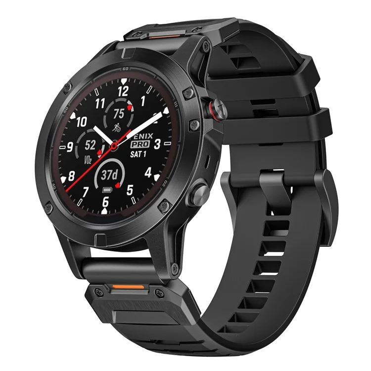 Pulseira de fluoruber de 26mm para Garmin Fenix 8 51mm / Enduro 3 / Instinct 2X Pulseira universal - Preta