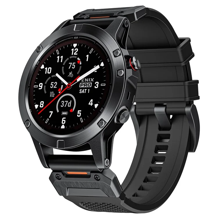 26mm Rubber Strap for Garmin Fenix 8 51mm / Enduro 3 / Instinct 2X Universal Watch Band - Black