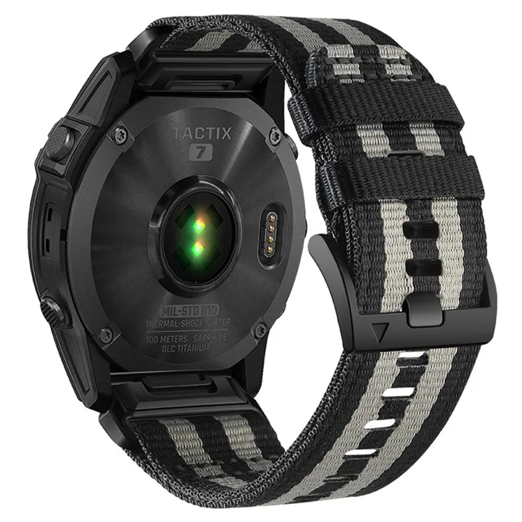 22 mm Nylon-Segeltucharmband für Garmin Fenix 8 47 mm / Fenix E 47 mm / Quatix 7 Pro mit Schnellverschluss - Schwarz / Grau