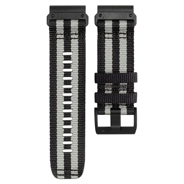 22 mm Nylon-Segeltucharmband für Garmin Fenix 8 47 mm / Fenix E 47 mm / Quatix 7 Pro mit Schnellverschluss - Schwarz / Grau