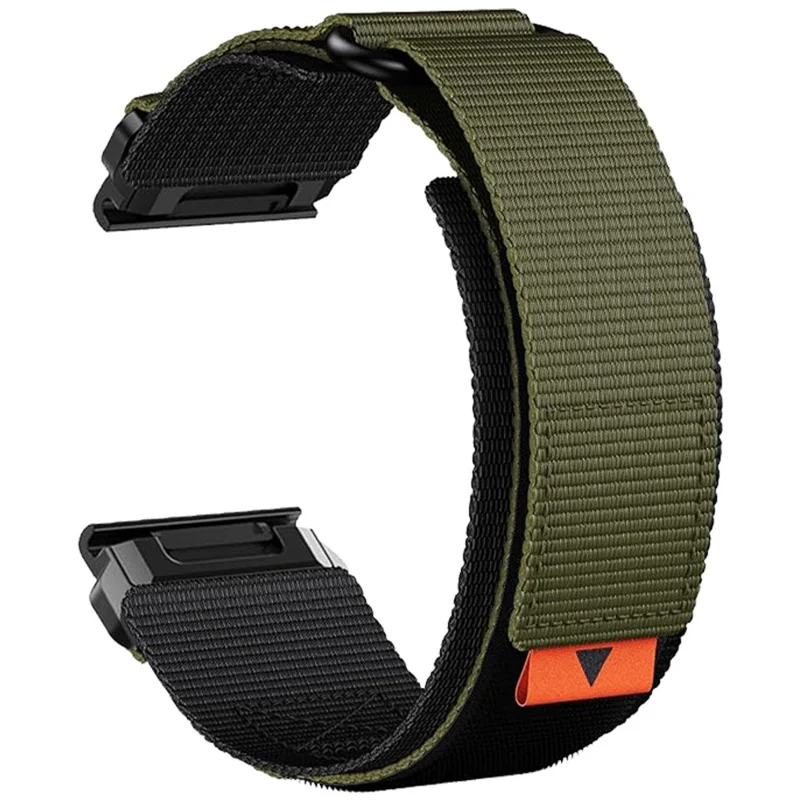 Bracelet à dégagement rapide en nylon avec bande auto-agrippante de 26 mm pour Garmin Fenix 8 51 mm / Fenix 7X / 6X - Vert armée
