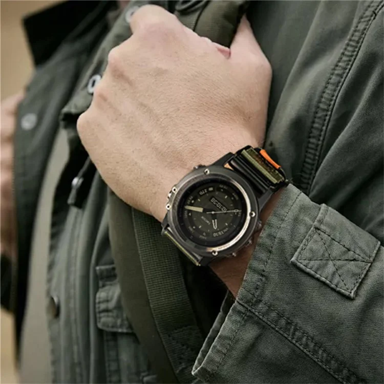 22 mm Correa de liberación rápida de nailon con cinta mágica para Garmin Fenix 8 47mm / Fenix 7 / 6 - Verde del ejército
