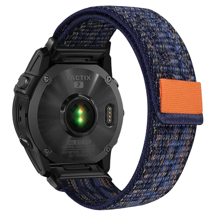 22mm Schnellverschluss-Nylonarmband für Garmin Fenix 8 47mm / Fenix 7 / 6 - Blau+Orange