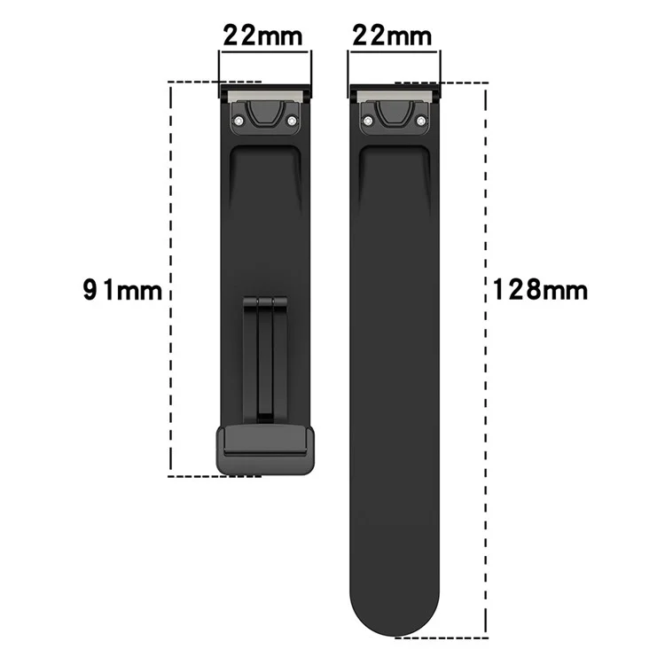 22mm Watch Strap For Garmin Fenix 8 47mm  /  Fenix 7  /  6 Silicone Watchband with Magnetic Black Buckle - Black  /  White