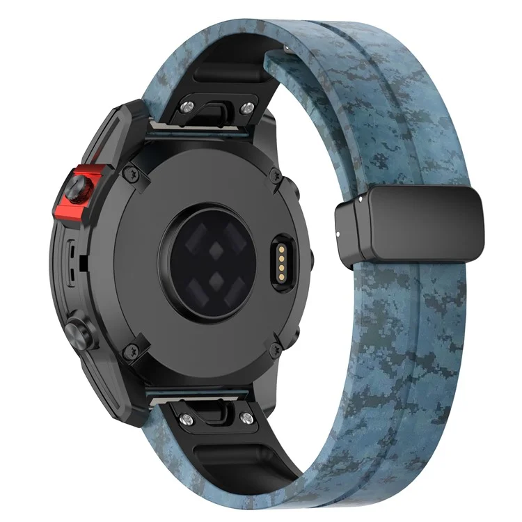 22mm Watch Strap For Garmin Fenix 8 47mm  /  Fenix 7  /  6 Camouflage Silicone Watchband with Magnetic Black Buckle - Mosaic