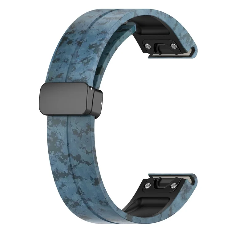 22mm Watch Strap For Garmin Fenix 8 47mm  /  Fenix 7  /  6 Camouflage Silicone Watchband with Magnetic Black Buckle - Mosaic