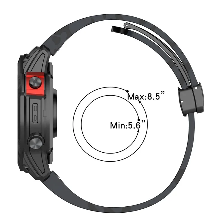 22mm Watch Strap For Garmin Fenix 8 47mm  /  Fenix 7  /  6 Camouflage Silicone Watchband with Magnetic Black Buckle - Mosaic