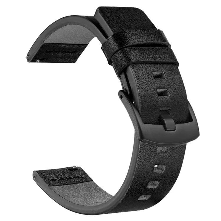 For Suunto 9  /  7 Replacement Watch Band 24mm PU Leather Watch Strap - Black  /  Black
