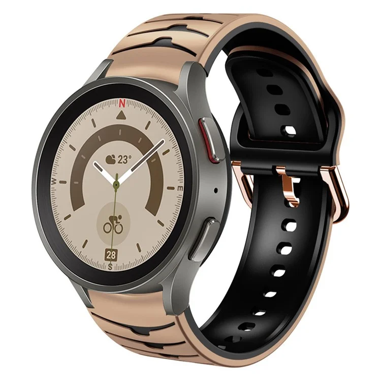 Bracelet en silicone pour Samsung Galaxy Watch7 44mm 40mm / Watch FE 40mm / Watch6 44mm 40mm, bracelet de montre bicolore - Kaki+Noir