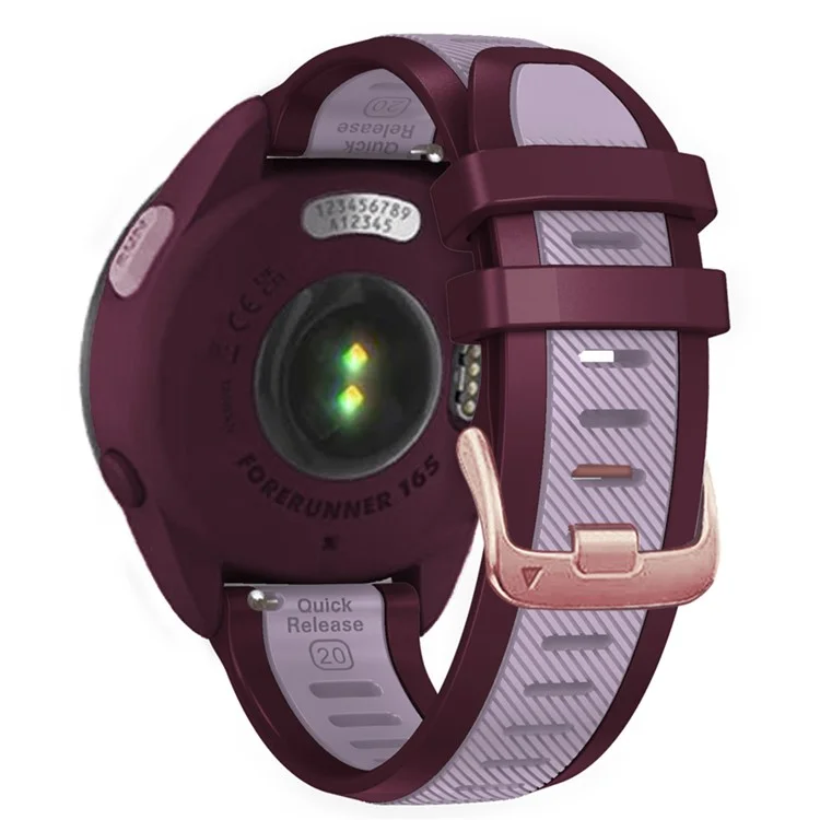 20mm Silicone Strap for Samsung Galaxy Watch6 44mm 40mm / Watch6 Classic 47mm 43mm / Watch 5 44mm 40mm Rose Gold Buckle Dual Color Band - Purple+Red