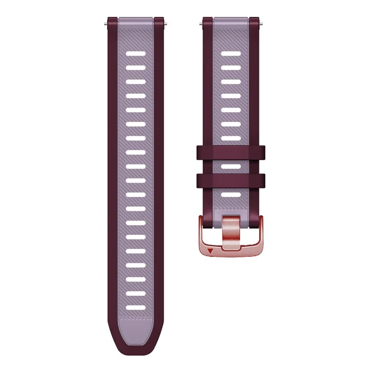 20mm Silicone Strap for Samsung Galaxy Watch6 44mm 40mm / Watch6 Classic 47mm 43mm / Watch 5 44mm 40mm Rose Gold Buckle Dual Color Band - Purple+Red