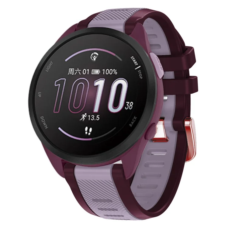 20mm Silicone Strap for Samsung Galaxy Watch6 44mm 40mm / Watch6 Classic 47mm 43mm / Watch 5 44mm 40mm Rose Gold Buckle Dual Color Band - Purple+Red