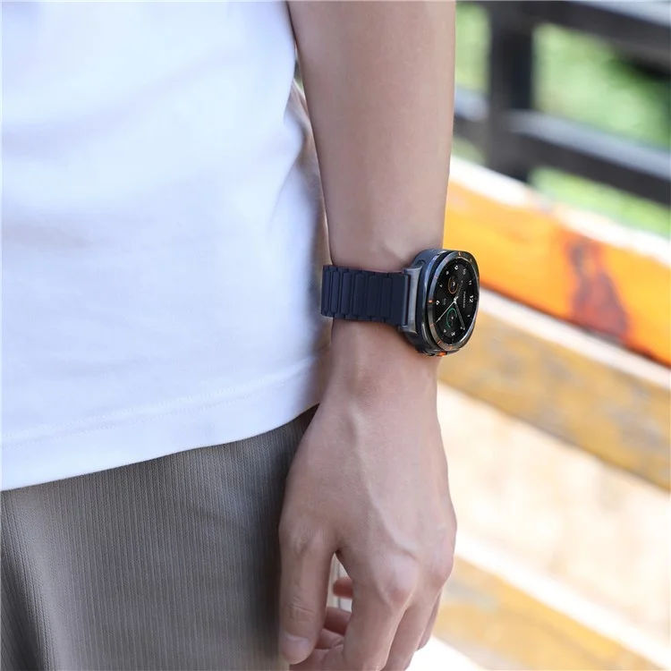 For Samsung Galaxy Watch Ultra 47mm Silicone Band Magnetic Sport Band Strap - Black+Red / Black Connector