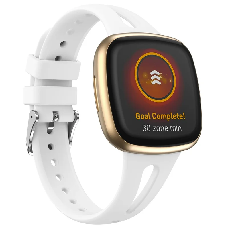 Size L Watch Band for Fitbit Versa 4 / Versa 3 / Sense 2 Sweatproof Soft Silicone Sport Watch Strap - White