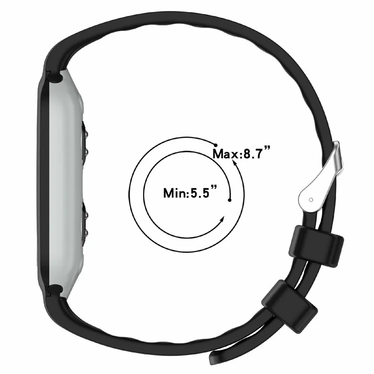 For Emeterm Fashion Replacement Strap Soft Silicone Wristband - Black