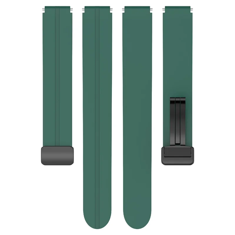 12mm Silicone Watch Band Magnetic Folding Buckle Wrist Strap - Green
