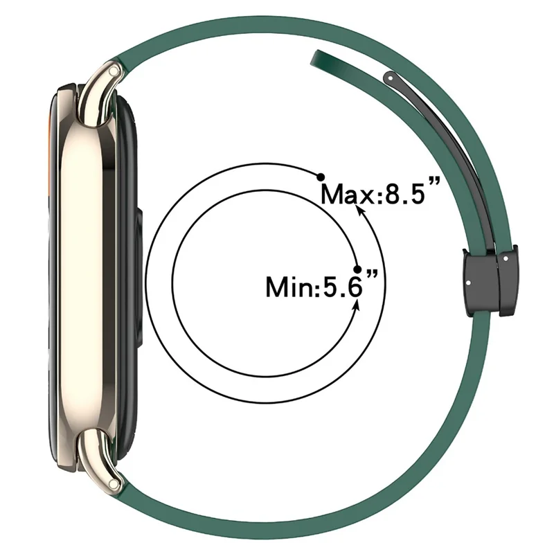 12mm Silicone Watch Band Magnetic Folding Buckle Wrist Strap - Green