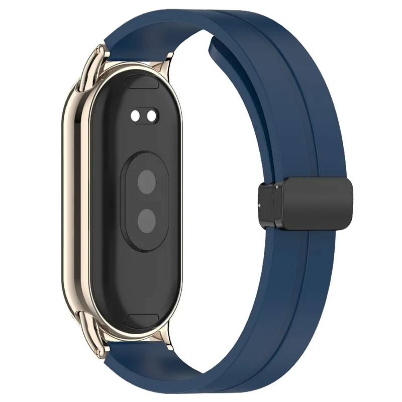 12mm Silicone Watch Band Magnetic Folding Buckle Wrist Strap - Midnight Blue